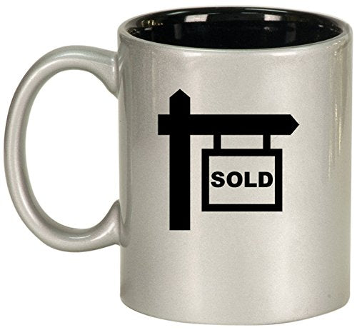 Ceramic Coffee Tea Mug Cup Real Estate Agent Sold (Silver)