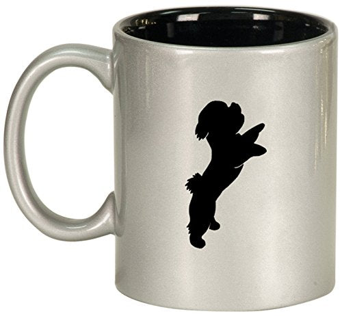 Ceramic Coffee Tea Mug Cup Bichon Frise (Silver)
