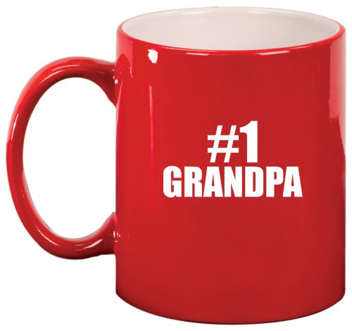 #1 Grandpa Ceramic Coffee Tea Mug Cup Red Gift for Grandpa