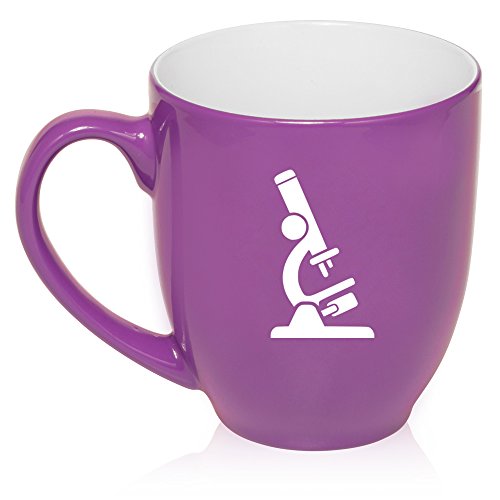 16 oz Large Bistro Mug Ceramic Coffee Tea Glass Cup Microscope Laboratory Professional (Purple)