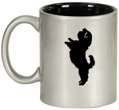 Ceramic Coffee Tea Mug Cup Shih Tzu Standing (Silver)