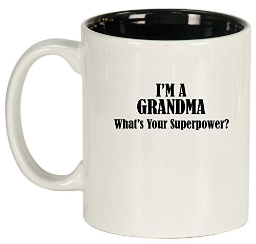 Ceramic Coffee Tea Mug Cup Grandma Superpower (White)