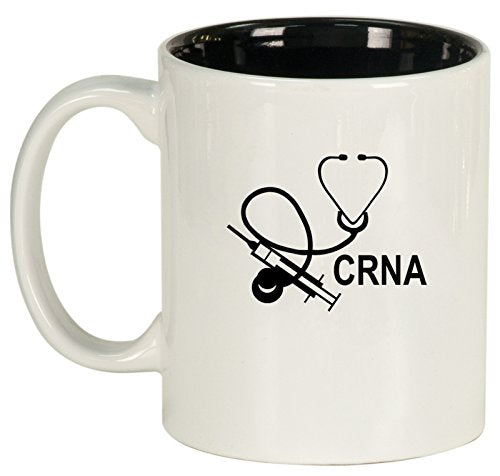 Ceramic Coffee Tea Mug Cup CRNA Nurse Anesthetist Anesthesiology (White)