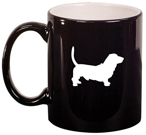 Ceramic Coffee Tea Mug Cup Basset Hound (Black)