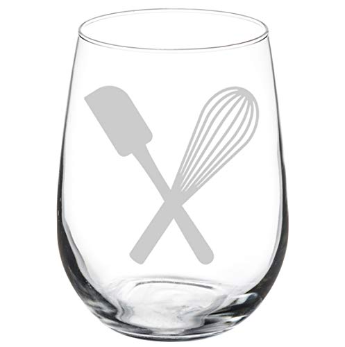 Wine Glass Goblet Baker Baking Spatula & Whisk (17 oz Stemless)