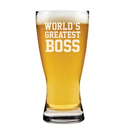 15 oz Beer Pilsner Glass World's Greatest Boss