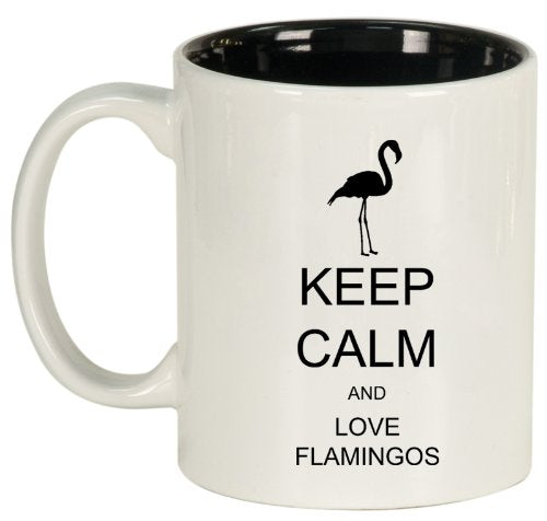 Keep Calm and Love Flamingos Ceramic Coffee Tea Mug Cup White Black