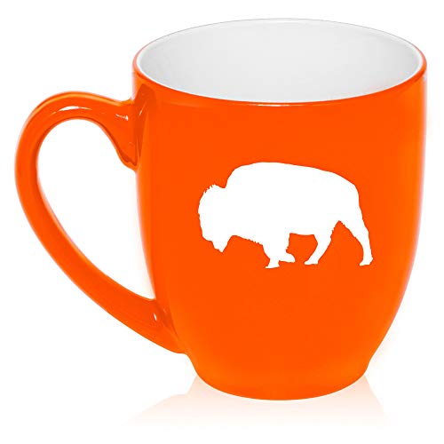 16 oz Large Bistro Mug Ceramic Coffee Tea Glass Cup Buffalo (Orange)