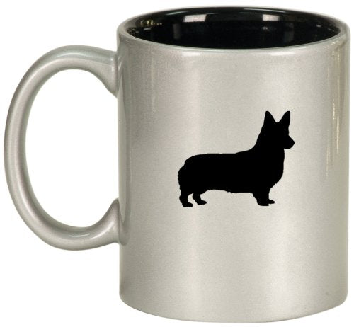 Silver Ceramic Coffee Tea Mug Corgi Puppy Dog