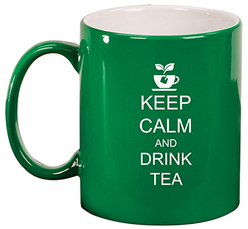 Ceramic Coffee Tea Mug Keep Calm and Drink Tea (Green)
