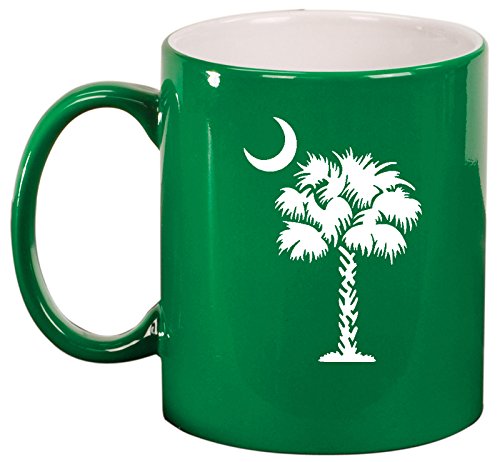 Ceramic Coffee Tea Mug Cup Palmetto Tree South Carolina Palm Moon (Green)