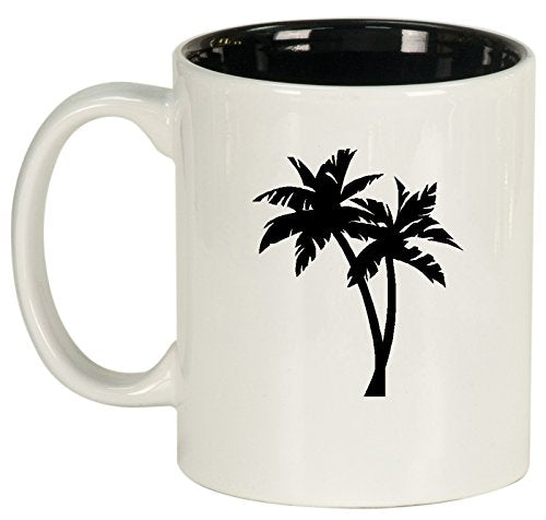 Ceramic Coffee Tea Mug Cup Palm Trees (White)