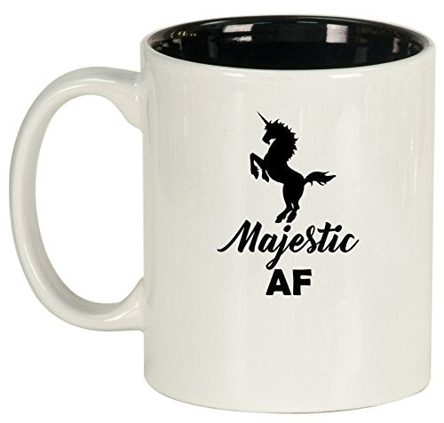 Ceramic Coffee Tea Mug Cup Majestic AF Unicorn (White)
