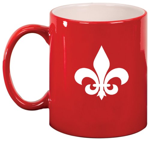 Fleur de lis Ceramic Coffee Tea Mug Cup Red