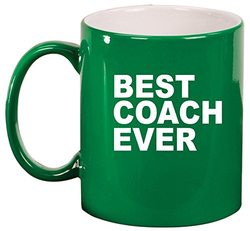 Ceramic Coffee Tea Mug Cup Best Coach Ever (Green)