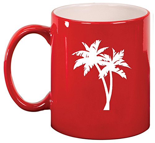 Ceramic Coffee Tea Mug Cup Palm Trees (Red)