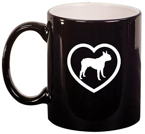 Ceramic Coffee Tea Mug Heart Boston Terrier (Black)