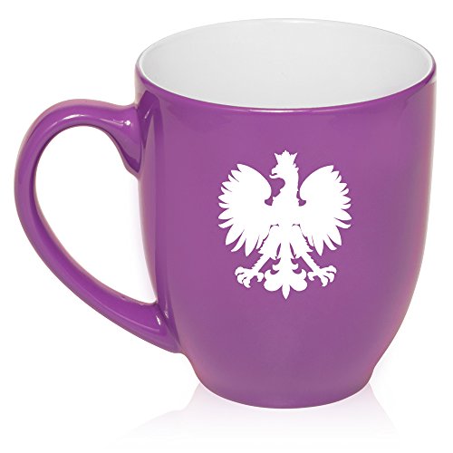 16 oz Large Bistro Mug Ceramic Coffee Tea Glass Cup Poland Polish Eagle (Purple)