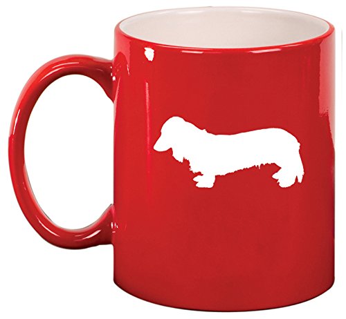 Ceramic Coffee Tea Mug Cup Long Haired Dachshund (Red)