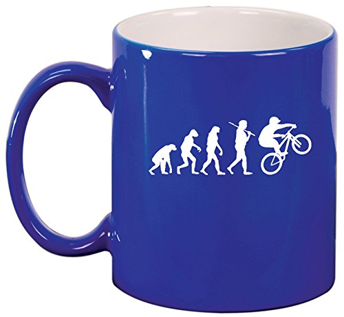 Ceramic Coffee Tea Mug Cup Evolution Mountain BMX Bike (Blue)
