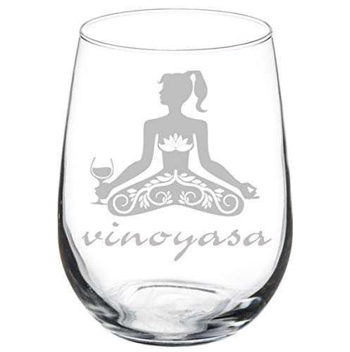 Wine Glass Goblet Yoga Vinoyasa (17 oz Stemless)