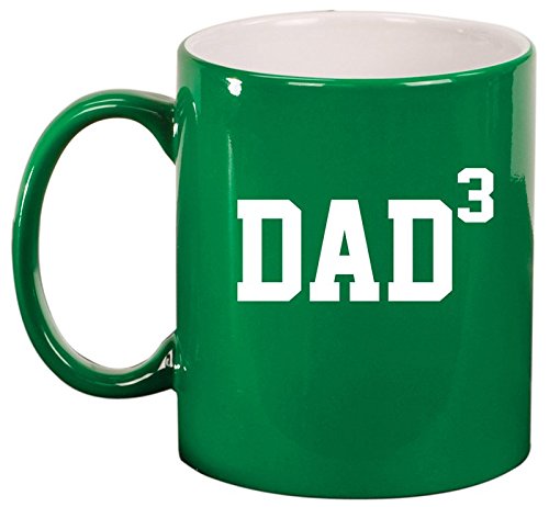 Ceramic Coffee Tea Mug Cup DAD x3 Cubed Father Of 3 (Green)
