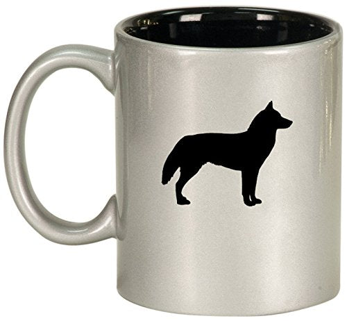 Ceramic Coffee Tea Mug Cup Siberian Husky (Silver)