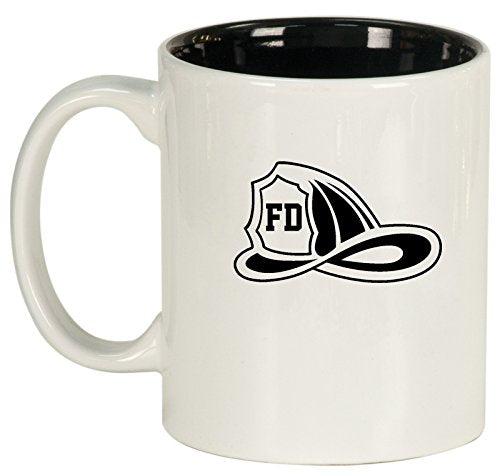 Ceramic Coffee Tea Mug Cup Firefighter Helmet (White)