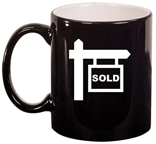 Ceramic Coffee Tea Mug Cup Real Estate Agent Sold (Black)