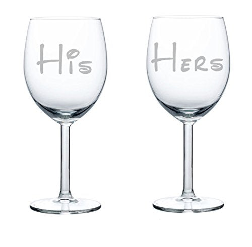 Pair of Wine Glasses (2) His and Hers (10 oz)