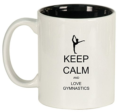 Ceramic Coffee Tea Mug Keep Calm and Love Gymnastics (White)