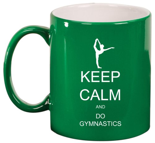 Keep Calm and Do Gymnastics Ceramic Coffee Tea Mug Cup Green