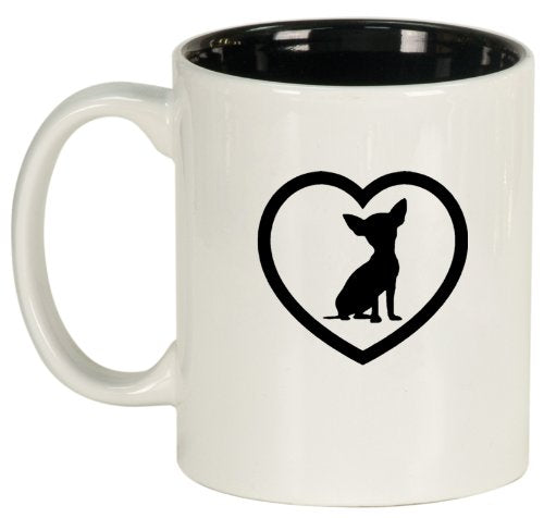 Heart Chihuahua Ceramic Coffee Tea Mug Cup White Black