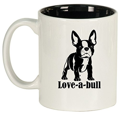 Ceramic Coffee Tea Mug Cup Love-a-bull French Bulldog (White)