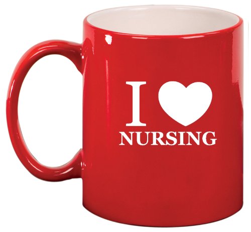 Red Ceramic Coffee Tea Mug I Love Nursing