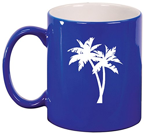 Ceramic Coffee Tea Mug Cup Palm Trees (Blue)