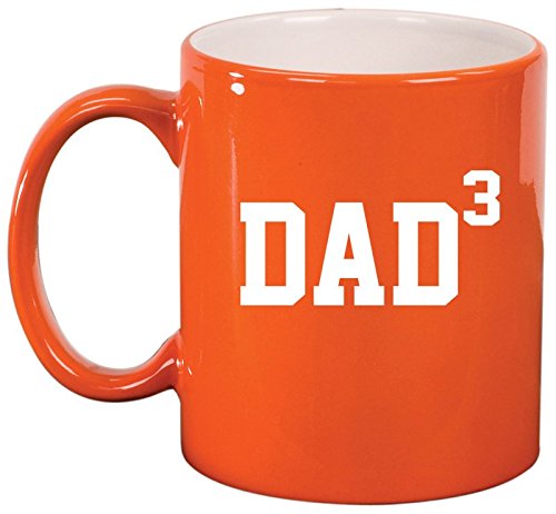 Ceramic Coffee Tea Mug Cup DAD x3 Cubed Father Of 3 (Orange)