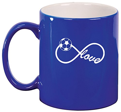 Ceramic Coffee Tea Mug Infinity Love for Soccer (Blue)