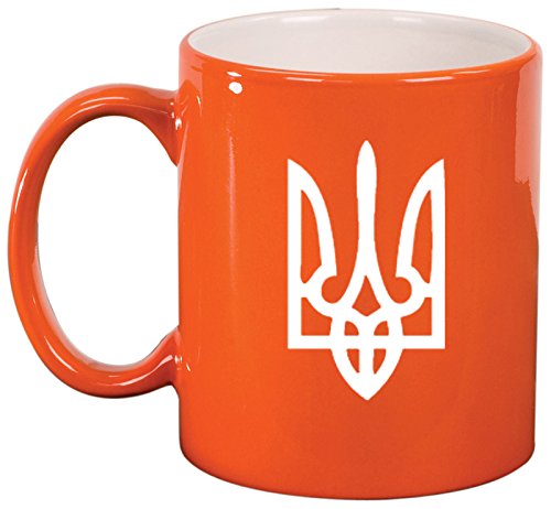Ceramic Coffee Tea Mug Cup Ukraine Tryzub Trident (Orange)