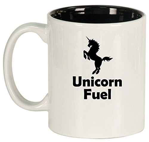 Ceramic Coffee Tea Mug Cup Unicorn Fuel (White)