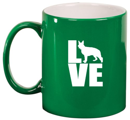 Green Ceramic Coffee Tea Mug Love German Shepherd