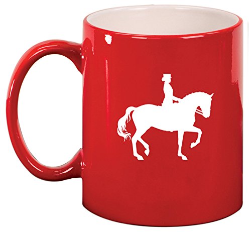 Ceramic Coffee Tea Mug Cup Dressage Horse With Rider (Red)