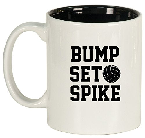 Ceramic Coffee Tea Mug Bump Set Spike Volleyball (White)