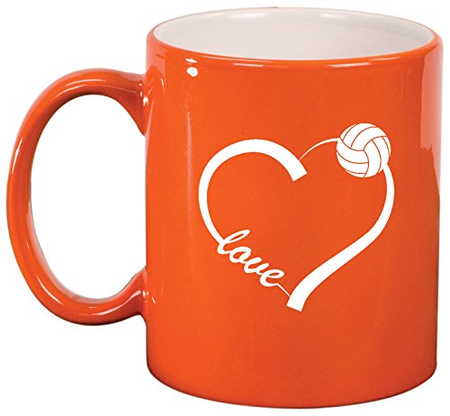 Ceramic Coffee Tea Mug Cup Love Heart Volleyball (Orange)