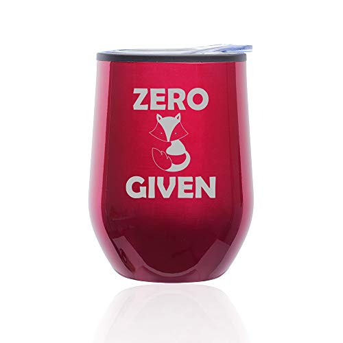 Stemless Wine Tumbler Coffee Travel Mug Glass With Lid Zero Fox Given Funny (Fuchsia)
