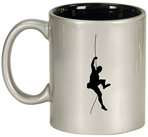 Ceramic Coffee Tea Mug Cup Climb Climber (Silver)