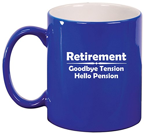 Ceramic Coffee Tea Mug Cup Retirement Pension (Blue)