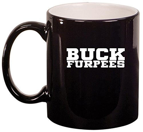 Ceramic Coffee Tea Mug Cup Buck Furpees (Black)
