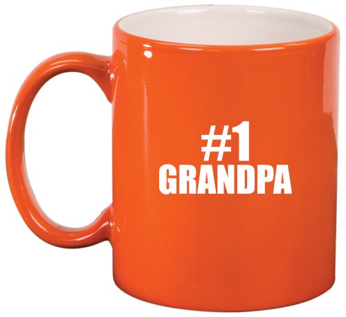 #1 Grandpa Ceramic Coffee Tea Mug Cup Orange Gift for Grandpa