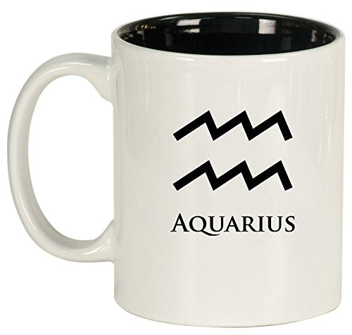Ceramic Coffee Tea Mug Cup Aquarius (White)